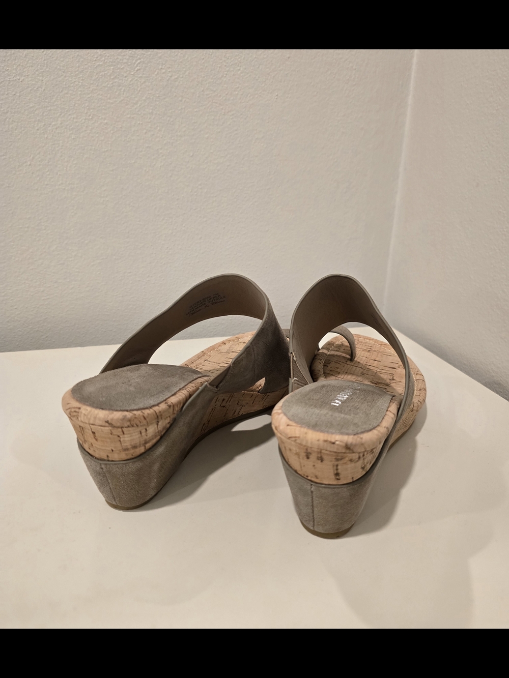 Donald J. Pliner Taupe Cork Wedge Toe-Ring Slide Sandals - Picture 7 of 7